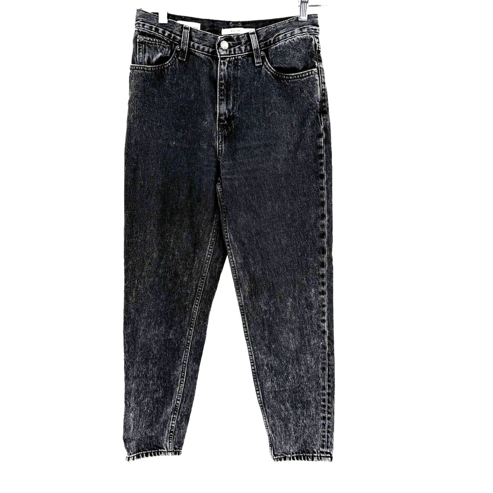 Levi's Premium Mom Jeans Women's 26 Black High Waisted‎ Big E Tapered 90s Preppy